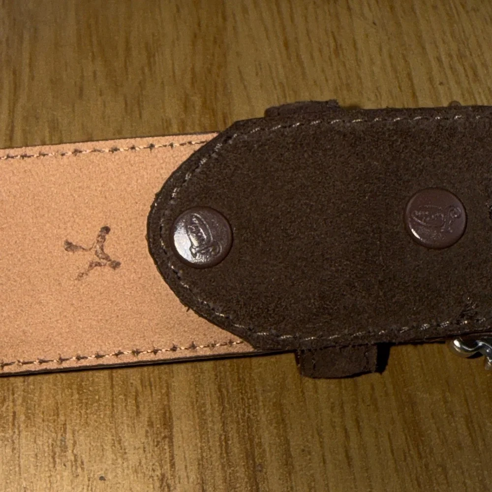 Justin Womens Brown Leather Western Belt Rhinestone Filigree Buckle USA 30